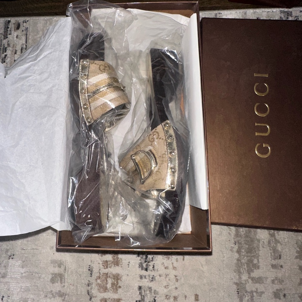 Gucci Vintage Wood Clog Slides BRAND NEW - Picture 6 of 6